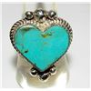 Image 1 : Navajo Royston Turquoise Heart Ring Sz 9 Sterling