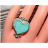 Image 5 : Navajo Royston Turquoise Heart Ring Sz 9 Sterling
