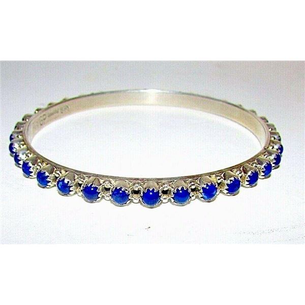 Navajo Lapis Bangle Bracelet Sterling Silver Signed