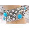 Image 4 : Navajo Tufa Cast Silver Turquoise Bracelet Lester James