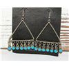 Image 3 : Navajo Turquoise Dangle Earrings Sterling Silver Native