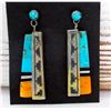 Image 1 : Navajo Turquoise Orange Spiny Earrings Sterling Silver