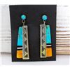 Image 2 : Navajo Turquoise Orange Spiny Earrings Sterling Silver