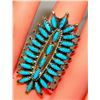 Image 1 : Navajo Turquoise Cluster Ring Sz 7 Sterling Native