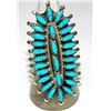 Image 2 : Navajo Turquoise Cluster Ring Sz 7 Sterling Native