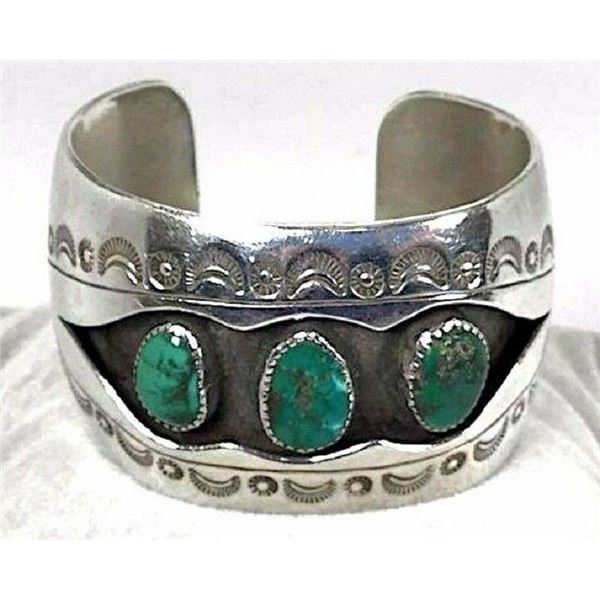 Old Pawn Navajo Cerrillos Turquoise Cuff Bracelet