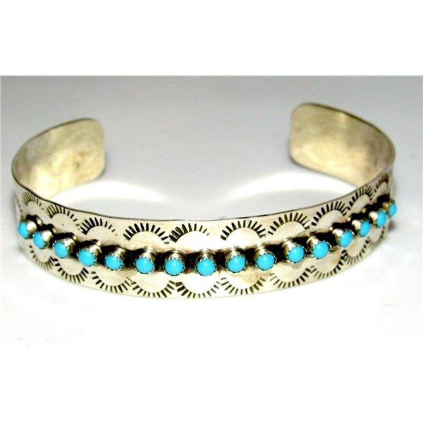 VTG Zuni Snake Eyes Bracelet Native American Sterling