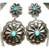 Image 1 : Navajo Concho Earrings Sterling Silver Sleeping Beauty
