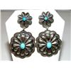 Image 2 : Navajo Concho Earrings Sterling Silver Sleeping Beauty