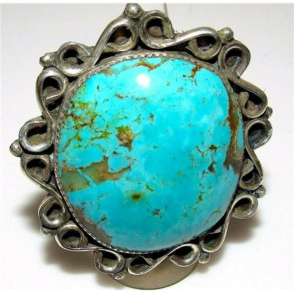 Massive Native American Ring Sz 8 Royston Turquoise San