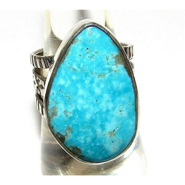 Native American Blue Ridge Turquoise Ring Sz 9 Sterling