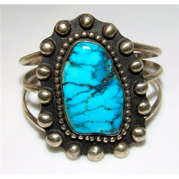 VTG Huge Navajo Sterling Kingman Turquoise Statement