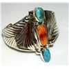 Image 2 : Navajo Adam Fierro Turquoise Spiny Oyster Sterling Cuff
