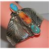 Image 3 : Navajo Adam Fierro Turquoise Spiny Oyster Sterling Cuff