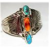 Image 5 : Navajo Adam Fierro Turquoise Spiny Oyster Sterling Cuff