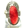 Image 2 : Navajo Orange Spiny Ring Size 6 Sterling Silver Signed