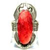 Image 4 : Navajo Orange Spiny Ring Size 6 Sterling Silver Signed