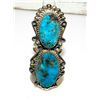 Image 1 : Navajo Kingman Turquoise Statement Ring Sz 8 Sterling