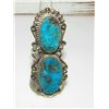 Image 2 : Navajo Kingman Turquoise Statement Ring Sz 8 Sterling