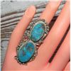 Image 4 : Navajo Kingman Turquoise Statement Ring Sz 8 Sterling