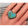 Image 5 : Navajo Kingman Turquoise Heart Ring Sz 9 Sterling