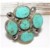Image 1 : Massive Navajo Turquoise Cluster Statement Ring Sz 7