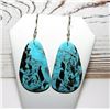 Image 2 : Santo Domingo Turquoise Slab Earrings Silver Wire