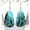 Image 3 : Santo Domingo Turquoise Slab Earrings Silver Wire