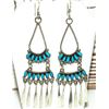 Image 1 : Zuni Turquoise Dangle Earrings Sterling Silver Milburn