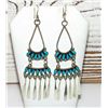 Image 2 : Zuni Turquoise Dangle Earrings Sterling Silver Milburn
