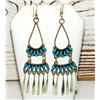 Image 3 : Zuni Turquoise Dangle Earrings Sterling Silver Milburn