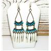 Image 4 : Zuni Turquoise Dangle Earrings Sterling Silver Milburn