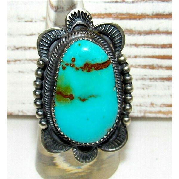 Navajo Royston Turquoise Ring Sz 7 Sterling Silver