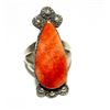 Image 1 : Navajo Orange Spiny Ring Size 8 Sterling Silver Native