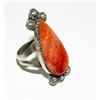 Image 2 : Navajo Orange Spiny Ring Size 8 Sterling Silver Native