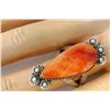 Image 4 : Navajo Orange Spiny Ring Size 8 Sterling Silver Native