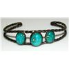 Image 1 : Old Pawn Navajo Turquoise Row Cuff Bracelet Sterling