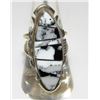 Image 3 : Navajo White Buffalo Inlay Ring Size 8 Sterling Silver