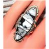 Image 5 : Navajo White Buffalo Inlay Ring Size 8 Sterling Silver