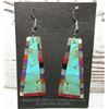 Image 1 : Santo Domingo Turquoise Slab Earrings Sterling Silver V
