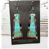 Image 2 : Santo Domingo Turquoise Slab Earrings Sterling Silver V