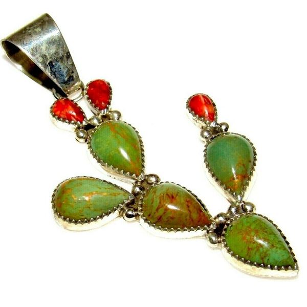 Navajo Prickly Pear Cactus Pendant Sterling Silver