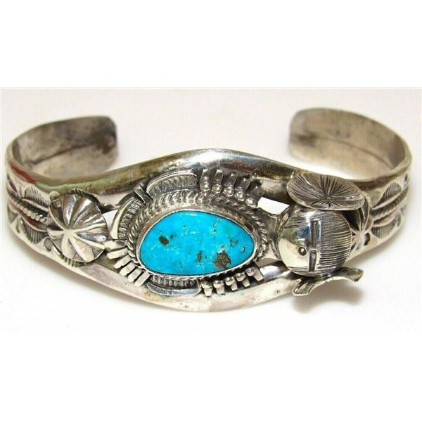 Navajo Kachina Cuff Bracelet Sterling Silver Kingman
