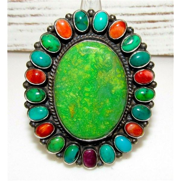 Huge Navajo Carico Lake Turquoise Ring Anthony Skeets