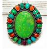 Image 1 : Huge Navajo Carico Lake Turquoise Ring Anthony Skeets