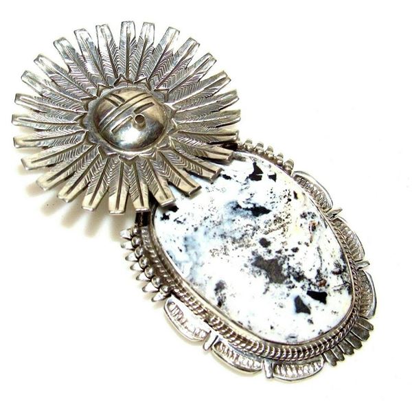 Massive Navajo Sunface Kachina Pendant White Buffalo