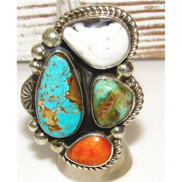 Huge Navajo ADAM FIERRO White Buffalo Turquoise Spiny
