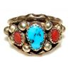 Image 1 : VTG Navajo Ring Size 10 Sterling Silver Turquoise Coral