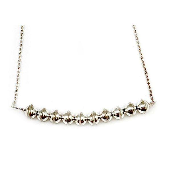 Navajo Sterling Saucer Beads Pearls Bar Necklace Native