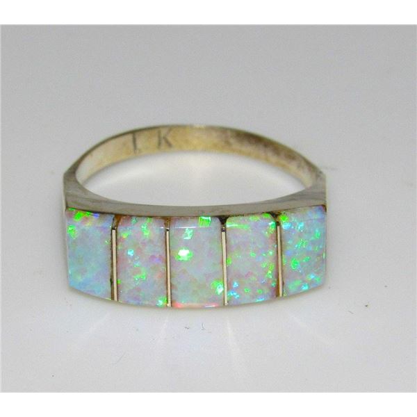 Navajo Fire Opal Ring Size 8 Sterling Silver Native